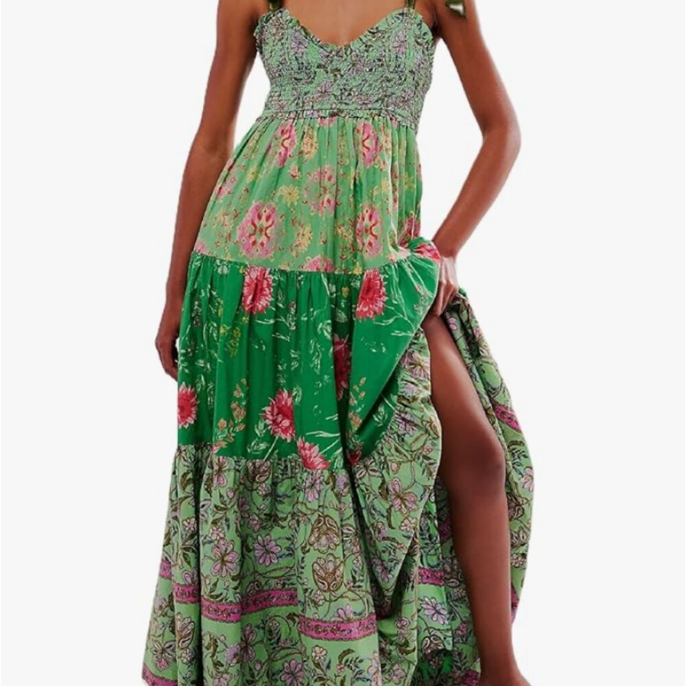 NWOT Summer Maxi Dress Sz L Green
